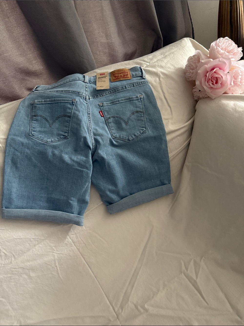 Levi's Light Blue Denim Cuffed Bermuda Shorts